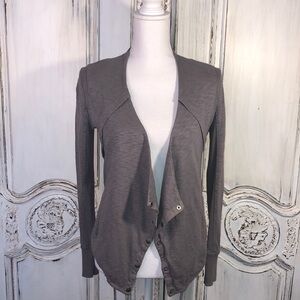 AX Armani Exchange Gray Cotton Knit High Back Hem Long Sleeve Lightweight Jacket